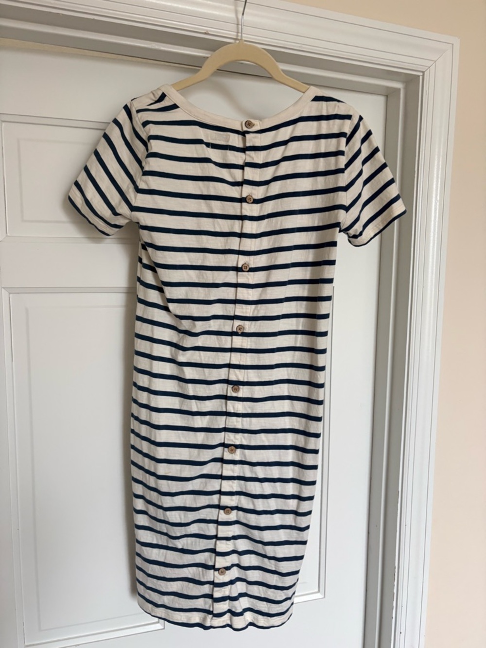 Navy Stripe Button-Back Dress